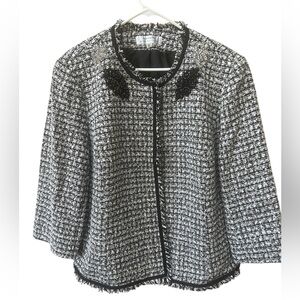 NWT Tahari Plus Size Women's Black and White Tweed Jacket Size 22W